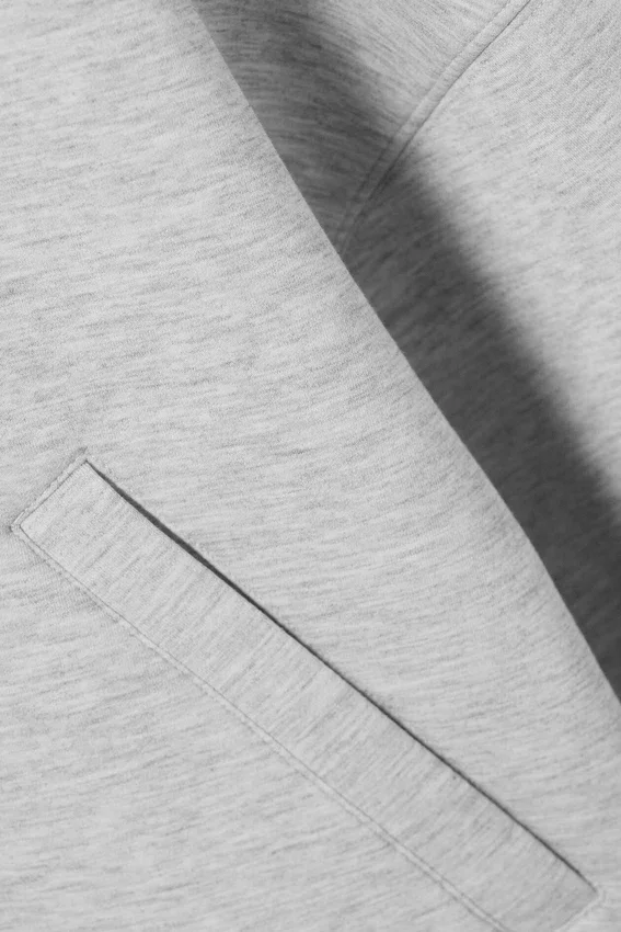 Sudadera con capucha y cremallera oversize de cuello alto tipo scuba – Gris jaspeado Sudadera con capucha y cremallera oversize de cuello alto tipo scuba – Gris jaspeado