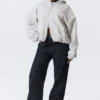Sudadera con capucha y cremallera oversize de felpa – Gris jaspeado Sudadera con capucha y cremallera oversize de felpa – Gris jaspeado