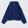 Sudadera con capucha y cremallera oversize de neopreno – Azul cobalto Sudadera con capucha y cremallera oversize de neopreno – Azul cobalto