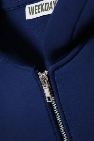Sudadera con capucha y cremallera oversize de neopreno – Azul cobalto