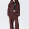 Sudadera con capucha y cremallera oversize de neopreno – Burdeos