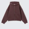 Sudadera con capucha y cremallera oversize de neopreno – Burdeos