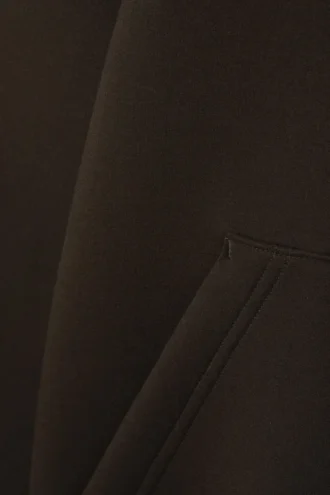 Sudadera con capucha y cremallera oversize de neopreno – Marrón oscuro