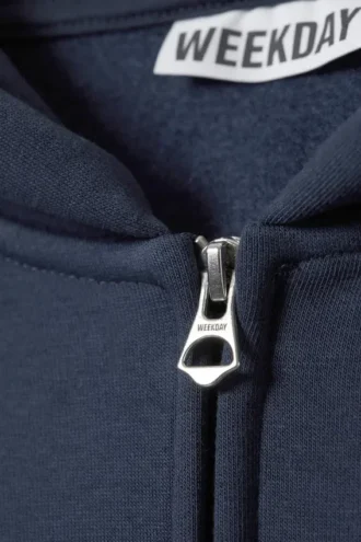 Sudadera con capucha y cremallera oversize de peso grueso – Azul marino