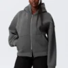 Sudadera con capucha y cremallera oversize – Gris oscuro Sudadera con capucha y cremallera oversize – Gris oscuro
