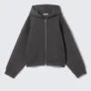 Sudadera con capucha y cremallera oversize – Gris oscuro Sudadera con capucha y cremallera oversize – Gris oscuro