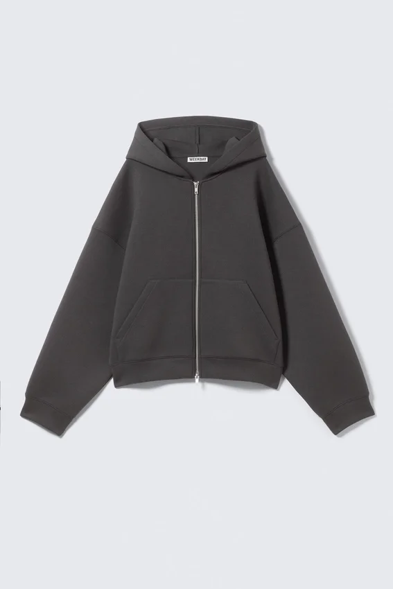 Sudadera con capucha y cremallera oversize – Gris oscuro Sudadera con capucha y cremallera oversize – Gris oscuro
