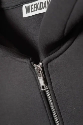 Sudadera con capucha y cremallera oversize – Gris oscuro