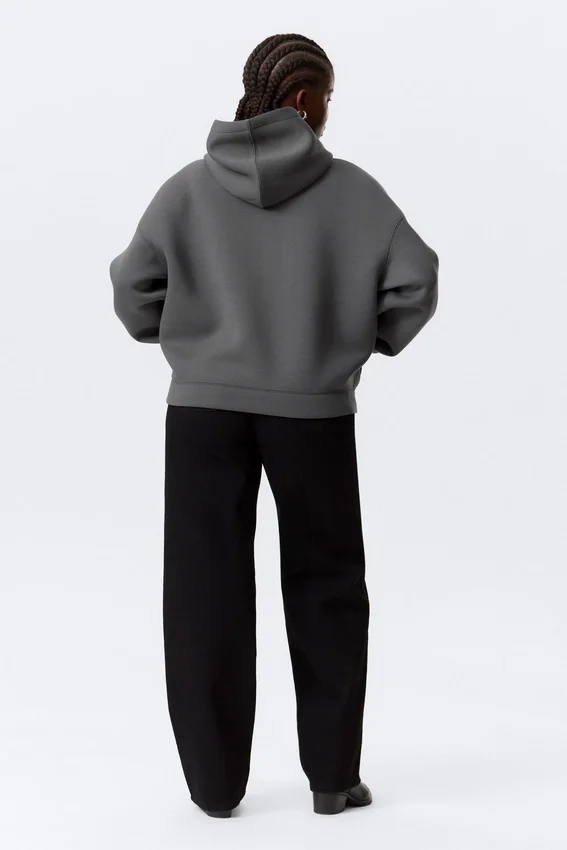Sudadera con capucha y cremallera oversize – Gris oscuro Sudadera con capucha y cremallera oversize – Gris oscuro