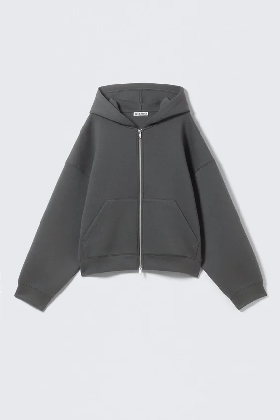 Sudadera con capucha y cremallera oversize – Gris oscuro Sudadera con capucha y cremallera oversize – Gris oscuro