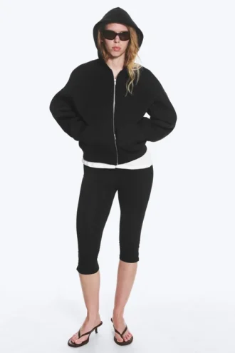 Sudadera con capucha y cremallera oversize – Negro