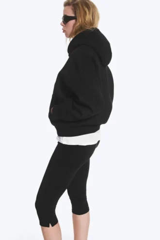 Sudadera con capucha y cremallera oversize – Negro