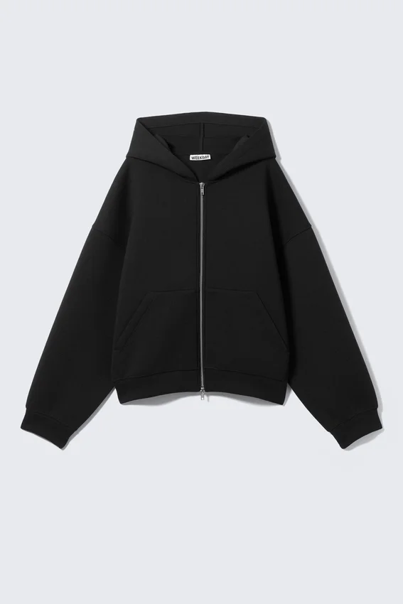 Sudadera con capucha y cremallera oversize – Negro Sudadera con capucha y cremallera oversize – Negro