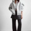 Sudadera con capucha y cremallera Oversized Scuba – Gris jaspeado