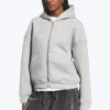 Sudadera con capucha y cremallera Oversized Scuba – Gris jaspeado