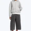 Sudadera con capucha y cremallera Oversized Scuba – Gris jaspeado