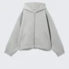 Sudadera con capucha y cremallera Oversized Scuba – Gris jaspeado