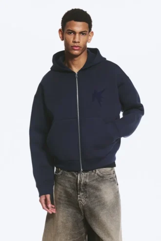 Sudadera con capucha y cremallera Simon Con estampados Scuba – Azul oscuro – Tristar