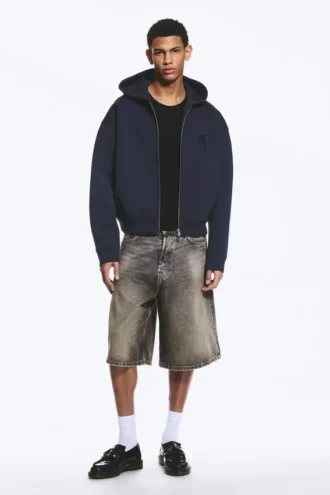 Sudadera con capucha y cremallera Simon Con estampados Scuba – Azul oscuro – Tristar