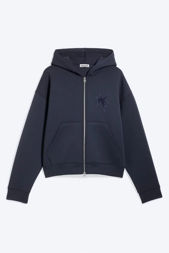 Sudadera con capucha y cremallera Simon Con estampados Scuba – Azul oscuro – Tristar Sudadera con capucha y cremallera Simon Con estampados Scuba – Azul oscuro – Tristar