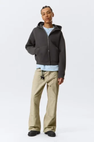 Sudadera con capucha y cremallera Simon Con estampados Scuba – Gris oscuro – Bordada