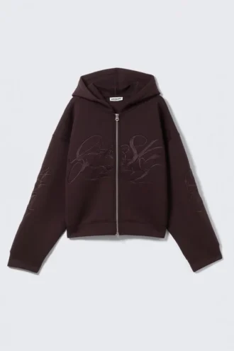 Sudadera con capucha y cremallera Simon Con estampados Scuba – Morado oscuro