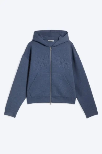 Sudadera con capucha y cremallera Simon Graphic Scuba – Azul oscuro – Relieve