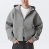 Sudadera con capucha y cremallera Simon Scuba – Gris jaspeado Sudadera con capucha y cremallera Simon Scuba – Gris jaspeado