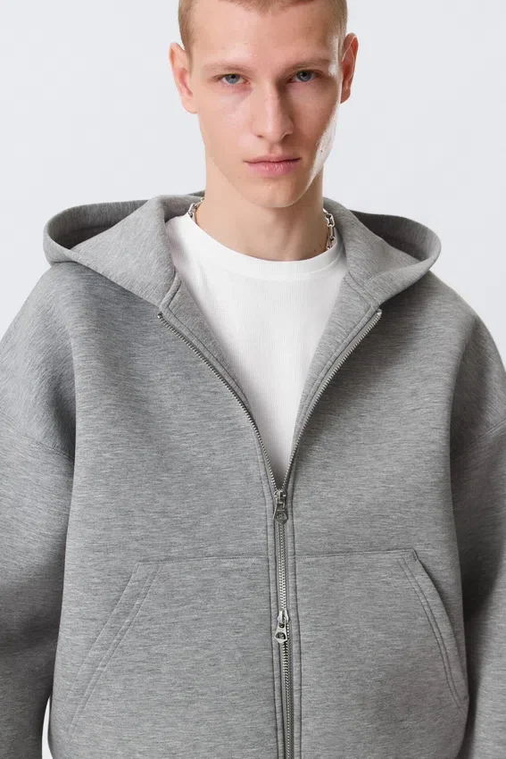 Sudadera con capucha y cremallera Simon Scuba – Gris jaspeado Sudadera con capucha y cremallera Simon Scuba – Gris jaspeado