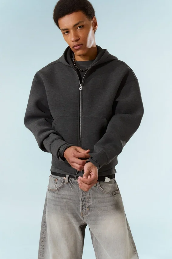 Sudadera con capucha y cremallera Simon Scuba – Gris oscuro jaspeado Sudadera con capucha y cremallera Simon Scuba – Gris oscuro jaspeado