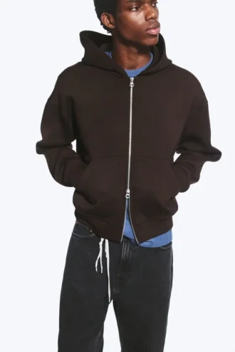 Sudadera con capucha y cremallera Simon Scuba – Marrón oscuro
