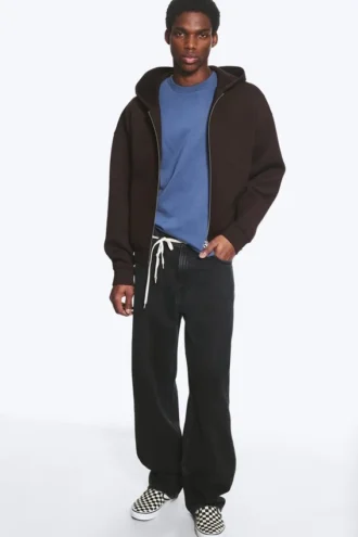 Sudadera con capucha y cremallera Simon Scuba – Marrón oscuro