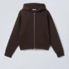 Sudadera con capucha y cremallera Simon Scuba – Marrón oscuro