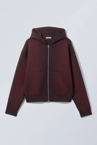 Sudadera con capucha y cremallera Simon Washed Scuba – Ciruela oscuro lavado