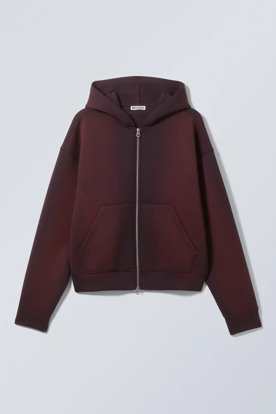 Sudadera con capucha y cremallera Simon Washed Scuba – Ciruela oscuro lavado Sudadera con capucha y cremallera Simon Washed Scuba – Ciruela oscuro lavado