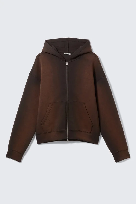Sudadera con capucha y cremallera Simon Washed Scuba – Marrón oscuro lavado Sudadera con capucha y cremallera Simon Washed Scuba – Marrón oscuro lavado