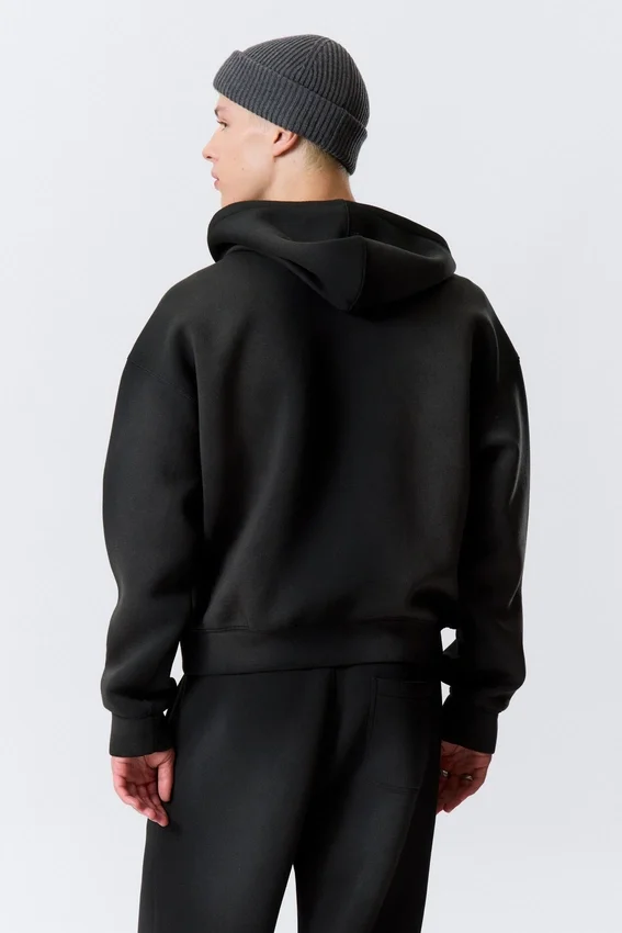 Sudadera con capucha y cremallera Simon Washed Scuba – Negro descolorido Sudadera con capucha y cremallera Simon Washed Scuba – Negro descolorido