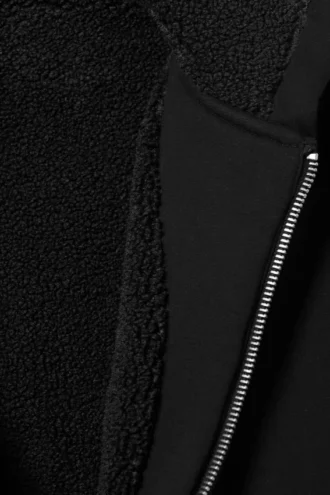 Sudadera con capucha y cremallera tipo bomber forrada – Negro