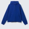 Sudadera con capucha y media cremallera – Azul brillante Sudadera con capucha y media cremallera – Azul brillante