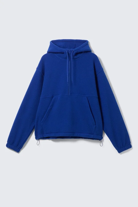 Sudadera con capucha y media cremallera – Azul brillante Sudadera con capucha y media cremallera – Azul brillante