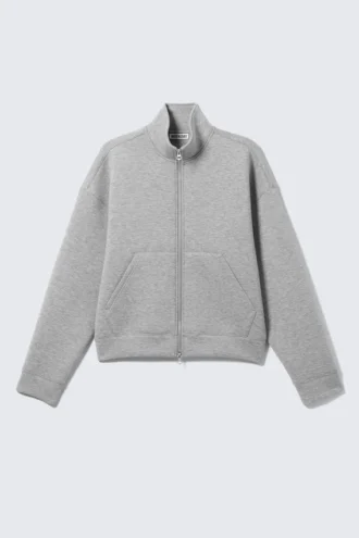 Sudadera con cremallera Simon Scuba – Gris jaspeado