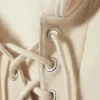 Sudadera corta con capucha y cordón – Beige claro Sudadera corta con capucha y cordón – Beige claro