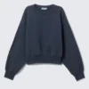 Sudadera corta de algodón de corte recto – Azul oscuro