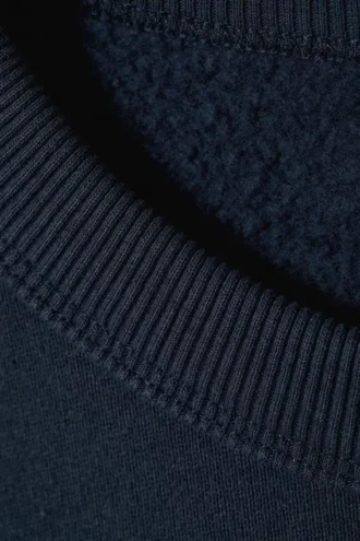Sudadera corta de algodón de corte recto – Azul oscuro