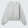 Sudadera corta de algodón de corte recto – Gris jaspeado