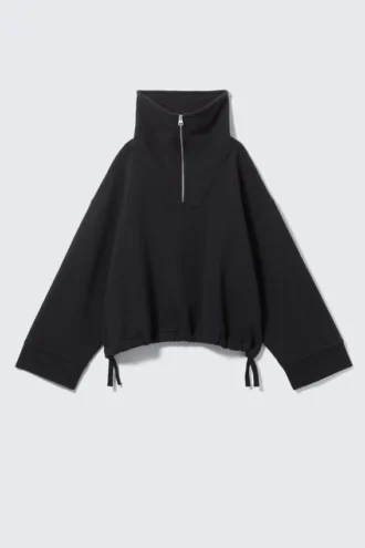 Sudadera de corte holgado con cuello de embudo – Gris oscuro
