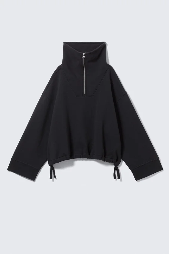 Sudadera de corte holgado con cuello de embudo – Gris oscuro Sudadera de corte holgado con cuello de embudo – Gris oscuro