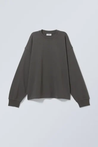 Sudadera de cuello redondo y corte recto – Negro apagado