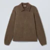 Sudadera de forro polar con media cremallera y corte recto – Marrón oscuro lavado Sudadera de forro polar con media cremallera y corte recto – Marrón oscuro lavado