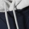 Sudadera holgada con capucha y mangas raglán – Azul oscuro/Gris